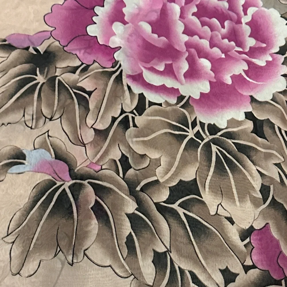Chic Floral Pink and Brown Scarf - Picture 9 of 9